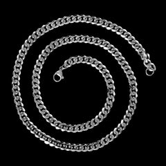 Men's Polished Beveled Cuban Curb Link Chain Stainless Steel Necklace (6mm) - 24"