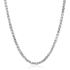 Men's Polished Spiga Wheat Chain Stainless Steel Necklace (6mm) - 24"