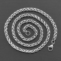 Men's Polished Spiga Wheat Chain Stainless Steel Necklace (6mm) - 24"