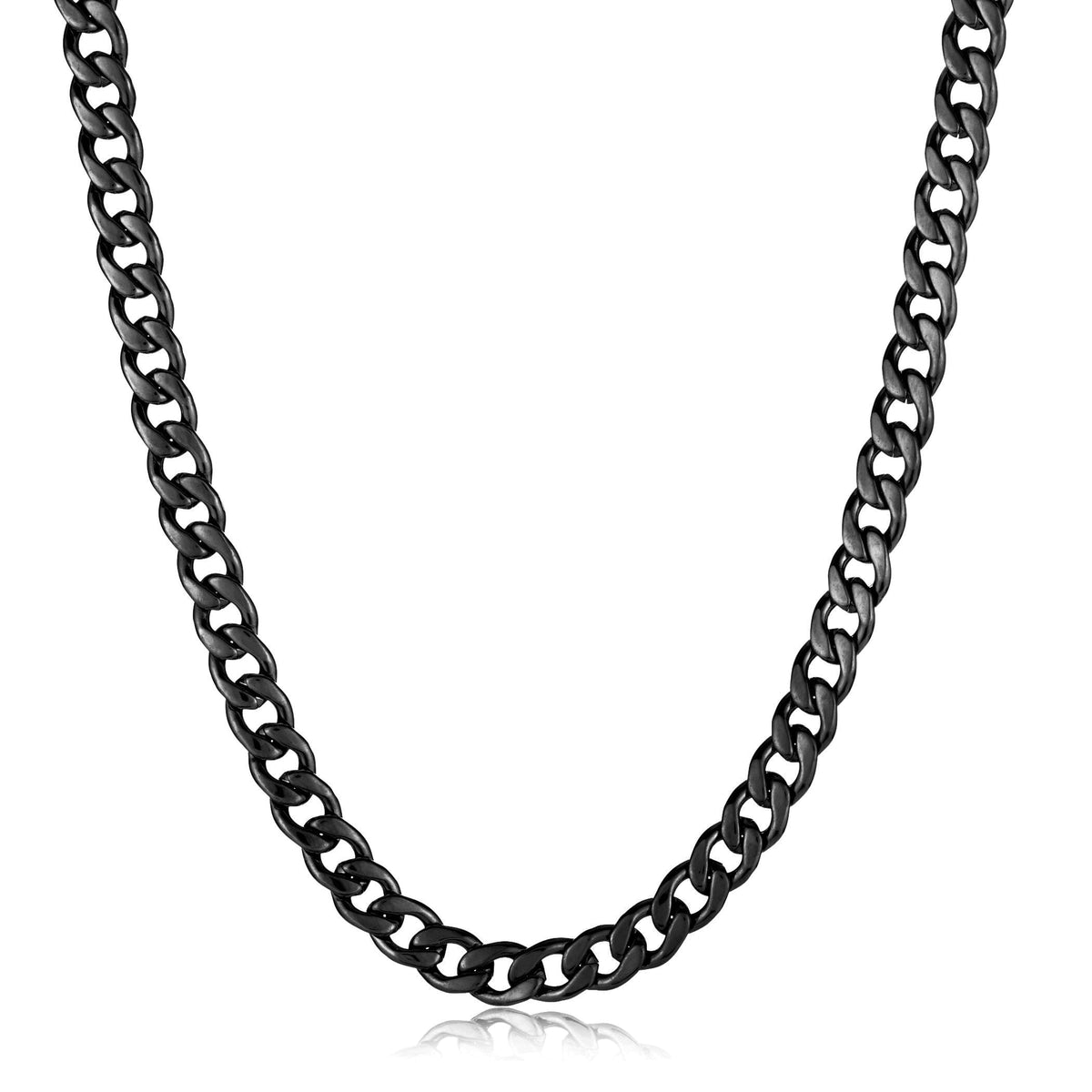 Men's Polished Curb Chain Stainless Steel Necklace (9mm) - 24"