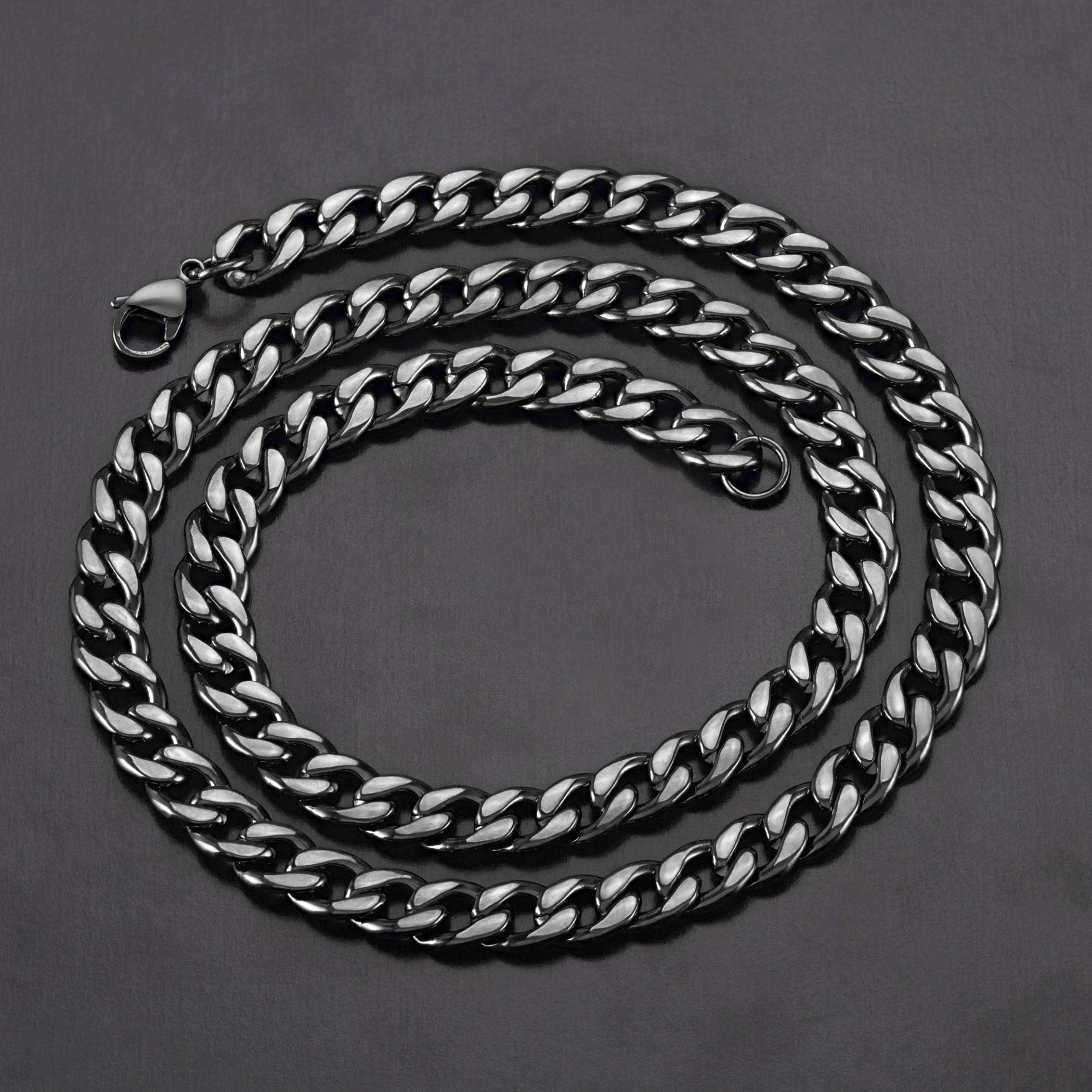 Men's Polished Curb Chain Stainless Steel Necklace (9mm) - 24"