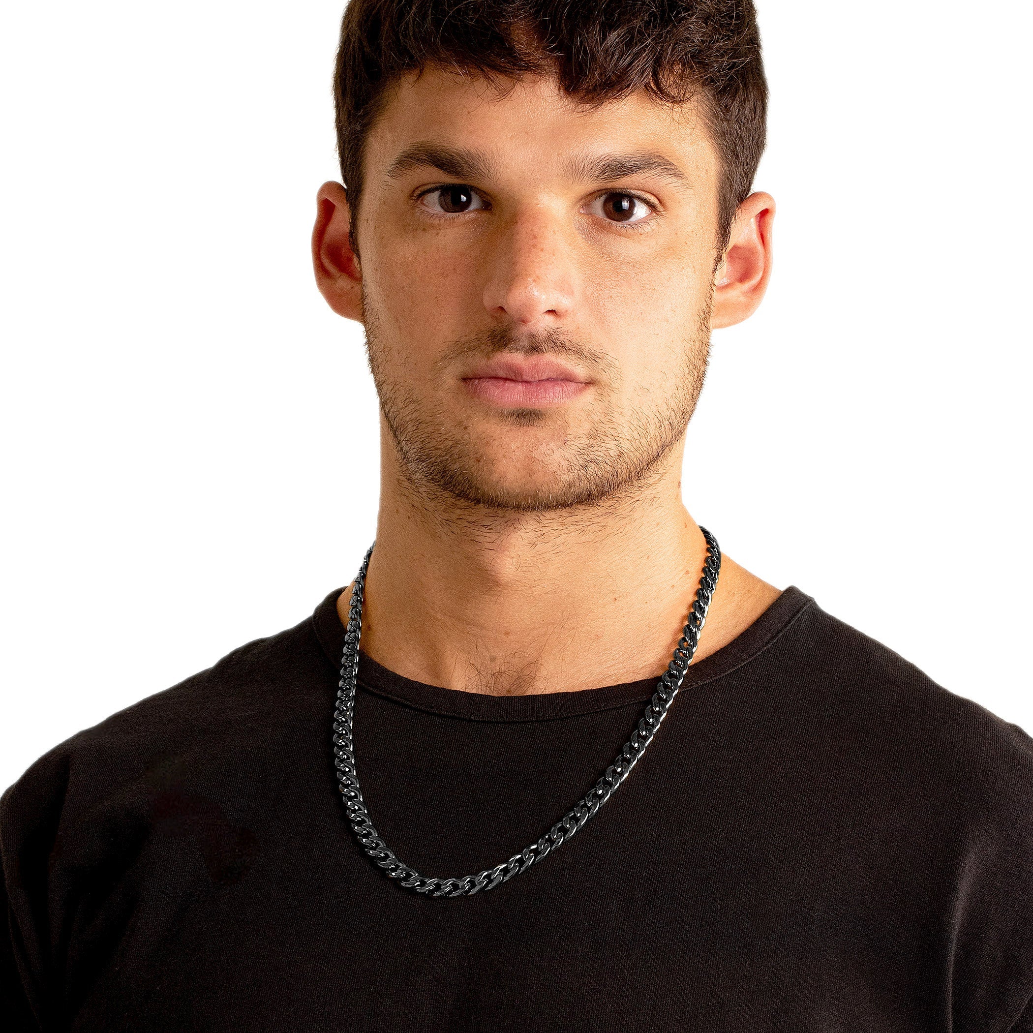 Men's Polished Curb Chain Stainless Steel Necklace (9mm) - 24"