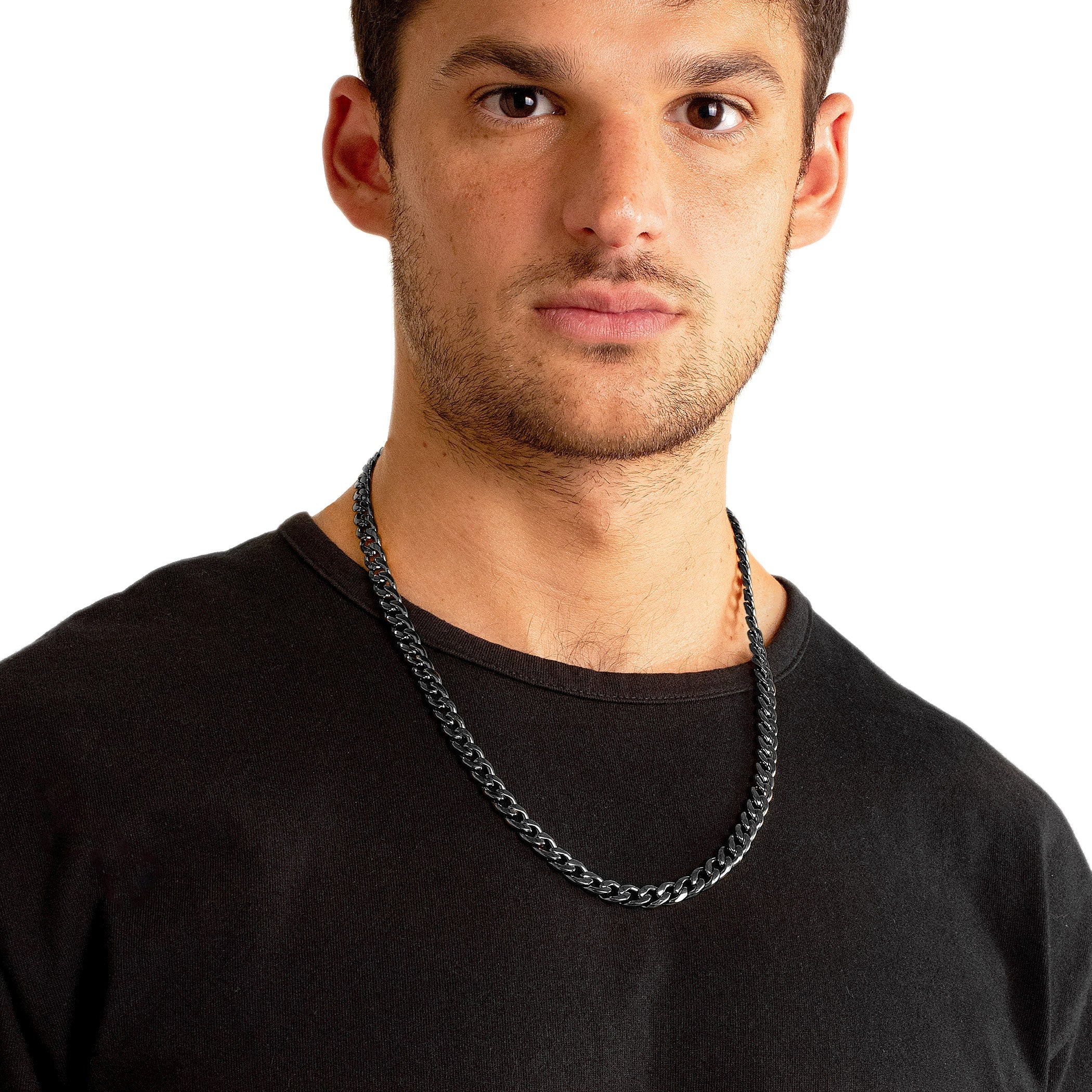 Men's Polished Curb Chain Stainless Steel Necklace (9mm) - 24"
