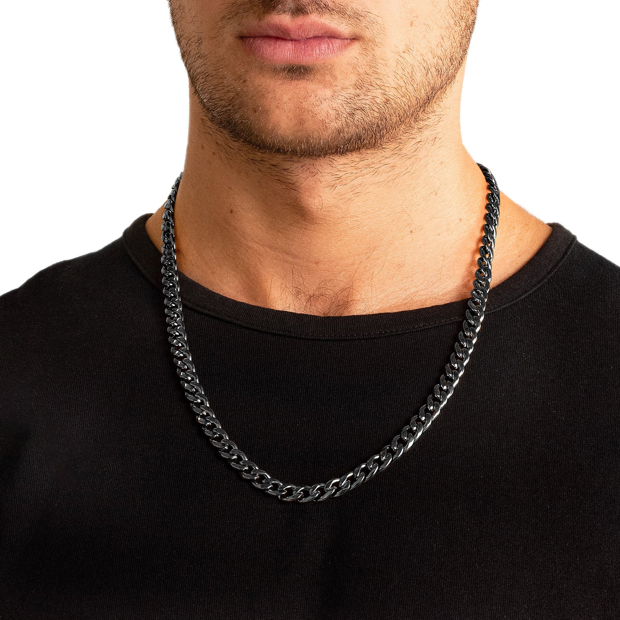 Men's Polished Curb Chain Stainless Steel Necklace (9mm) - 24"