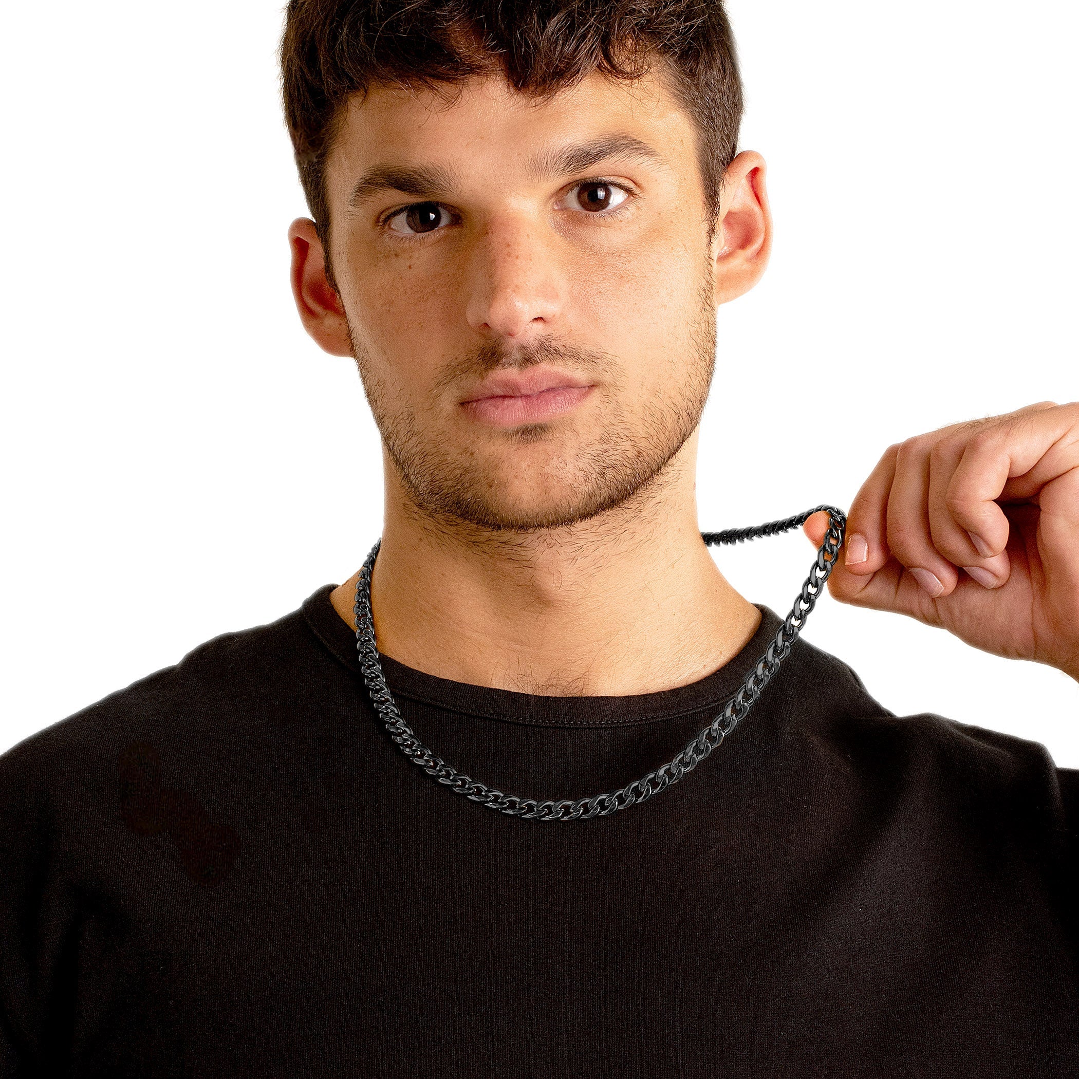 Men's Polished Curb Chain Stainless Steel Necklace (9mm) - 24"