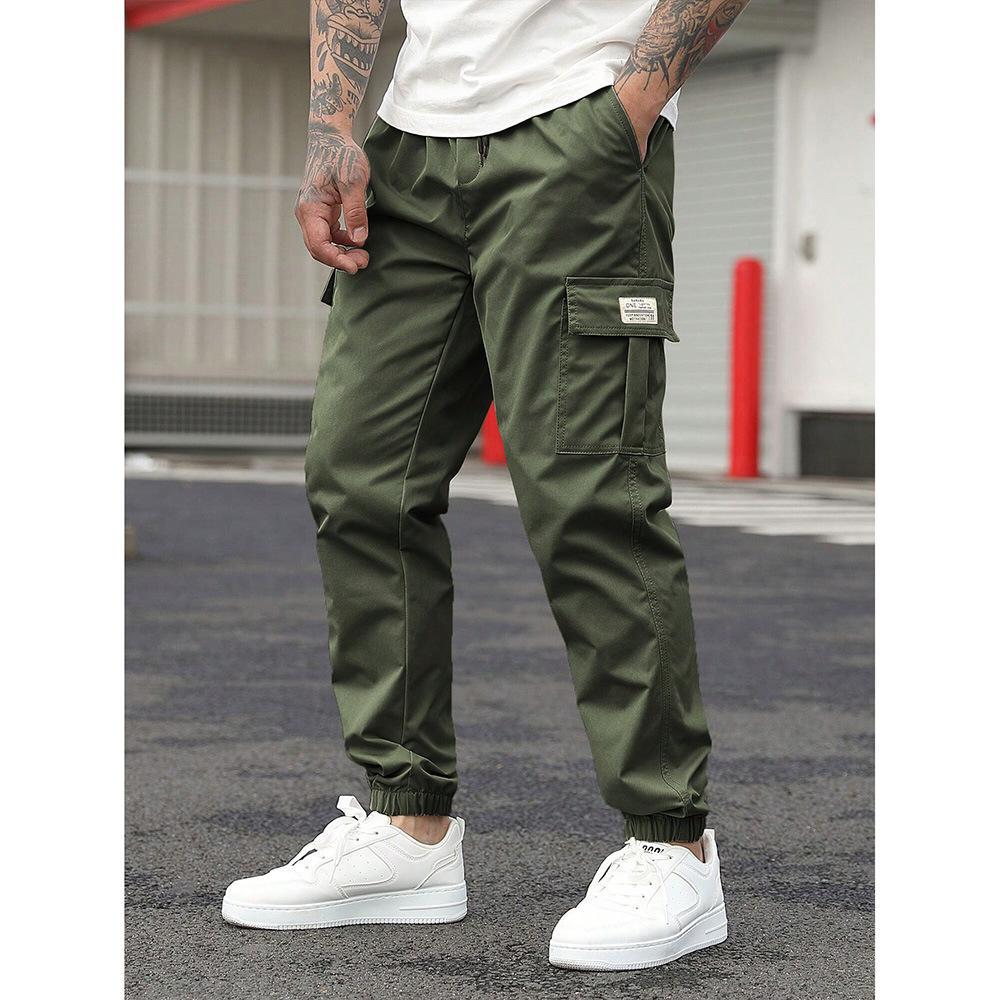 Men's Cargo Joggers, Casual Elastic Waist Drawstring Cargo Pants with Pockets