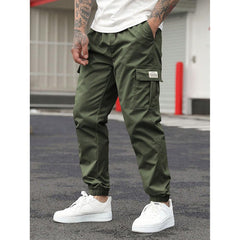 Men's Cargo Joggers, Casual Elastic Waist Drawstring Cargo Pants with Pockets