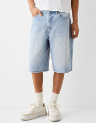 Men's Light Wash Baggy Denim Shorts, Casual Streetwear Jean Shorts