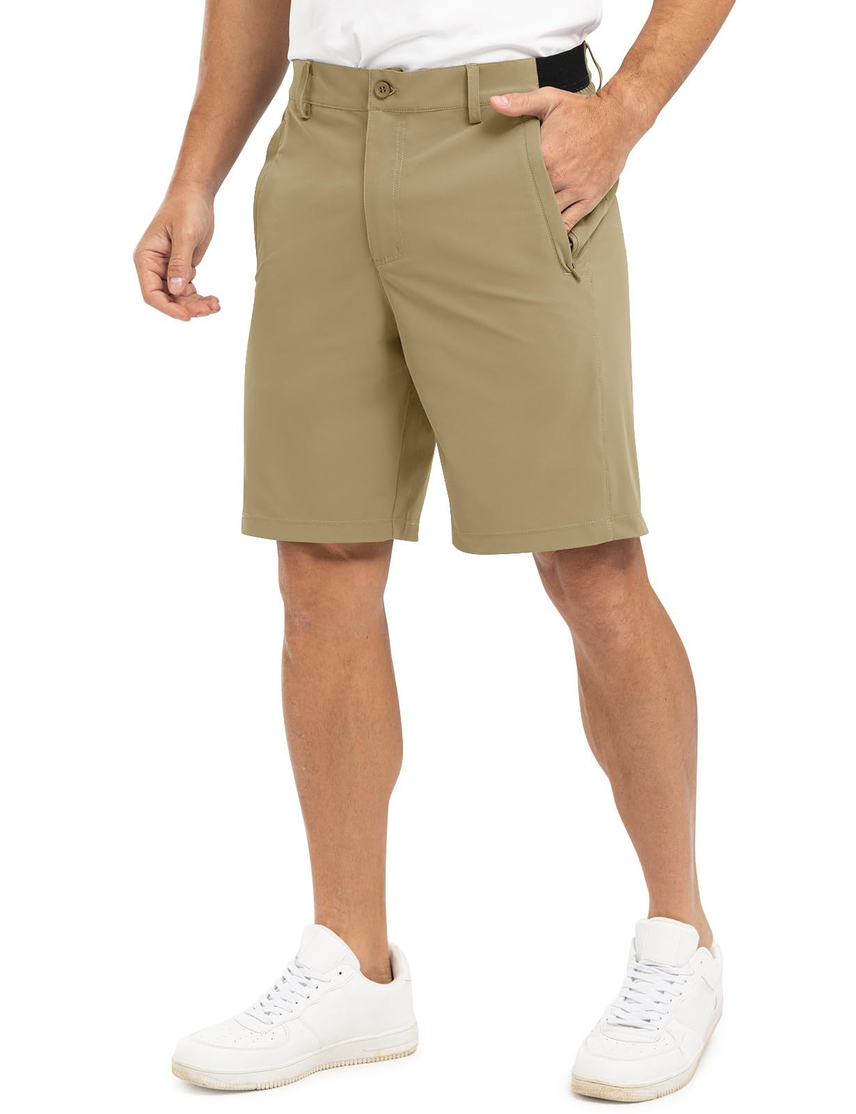 Men's Stretch Golf Shorts, Quick Dry Casual Chino Shorts with Elastic Waist