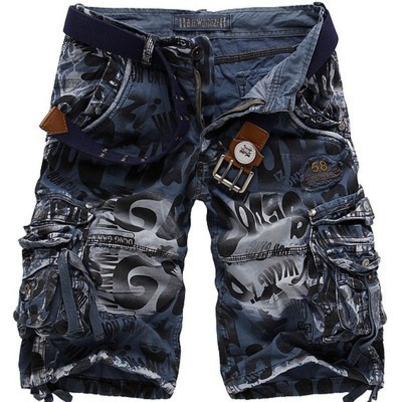 Belt not includedMen's Camo Multi Pocket Cargo 5 Inch Shorts, Tactical Work Shorts with Belt for Outdoor Hiking