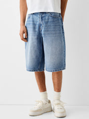 Men's Light Wash Baggy Denim Shorts, Casual Streetwear Jean Shorts