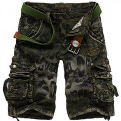 Belt not includedMen's Camo Multi Pocket Cargo 5 Inch Shorts, Tactical Work Shorts with Belt for Outdoor Hiking