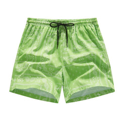 Men's Pink Bandana Paisley Print Swim Trunks, Quick Dry Beach Board Shorts with Drawstring