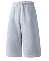 Oversized Knee-Length Sweat Shorts for Men, Breathable Casual Sports Shorts with Pockets