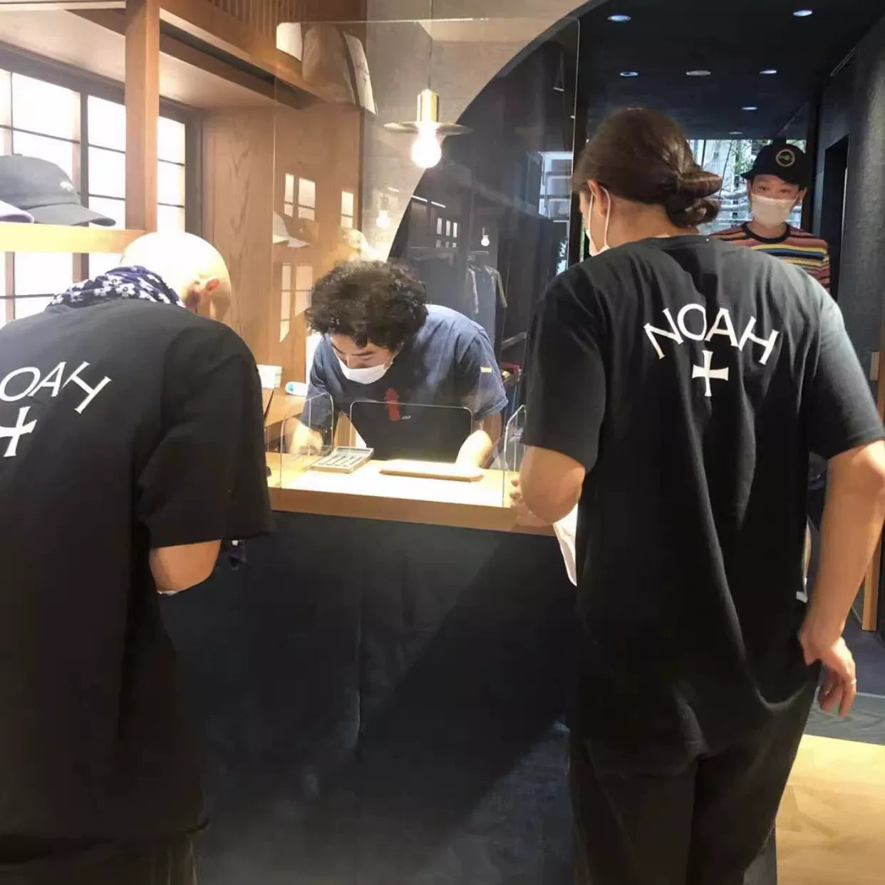 NOAH summer new trendy brand front and back cross American casual pure cotton couple navy blue short sleeved T-shirt for men and women