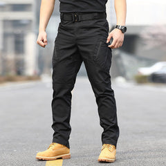 Men's Khaki Multi-Pocket Tactical Cargo Pants | Durable Workwear for Hiking, Camping & Daily Wear