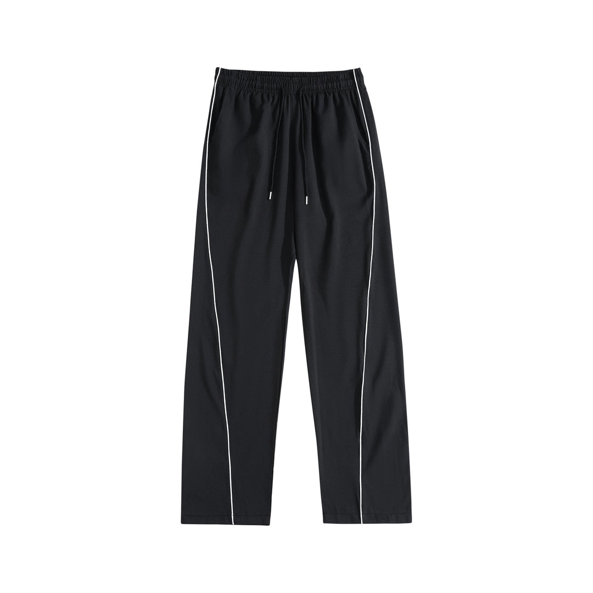 Men's Side Stripe Casual Pants, Elastic Waist Drawstring Straight Leg Trousers