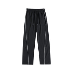 Men's Side Stripe Casual Pants, Elastic Waist Drawstring Straight Leg Trousers