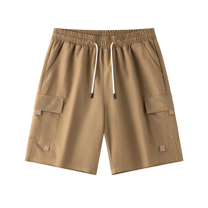 Men's Cargo Shorts Casual Drawstring Waist, Summer Loose Fit Multi-Pocket Work Shorts Big & Tall
