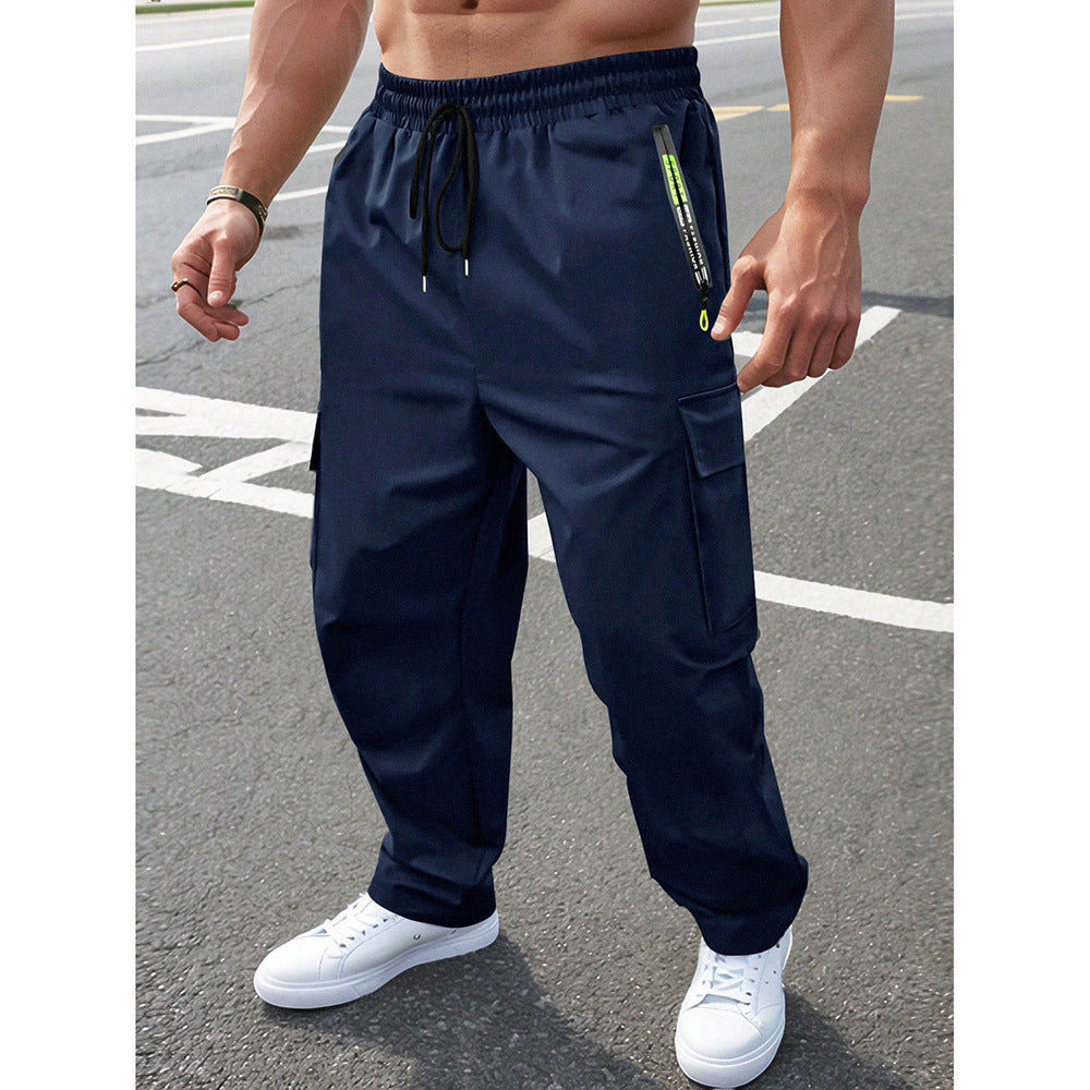 Men's Cargo Jogger Pants, Elastic Waist Drawstring Multi-Pocket Athletic Workout Trousers