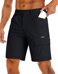 Men's Quick Dry Cargo Shorts, Outdoor Hiking Shorts with Zipper Pockets