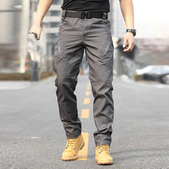 Men's Khaki Multi-Pocket Tactical Cargo Pants | Durable Workwear for Hiking, Camping & Daily Wear