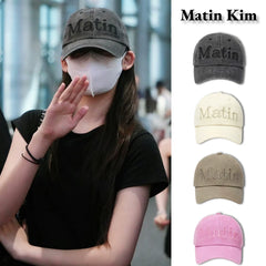 Official Authentic Matin Kim Duck Tongue Hat Female Li Charen Same Style Washed Retro Face Highlighting Small Baseball Hat