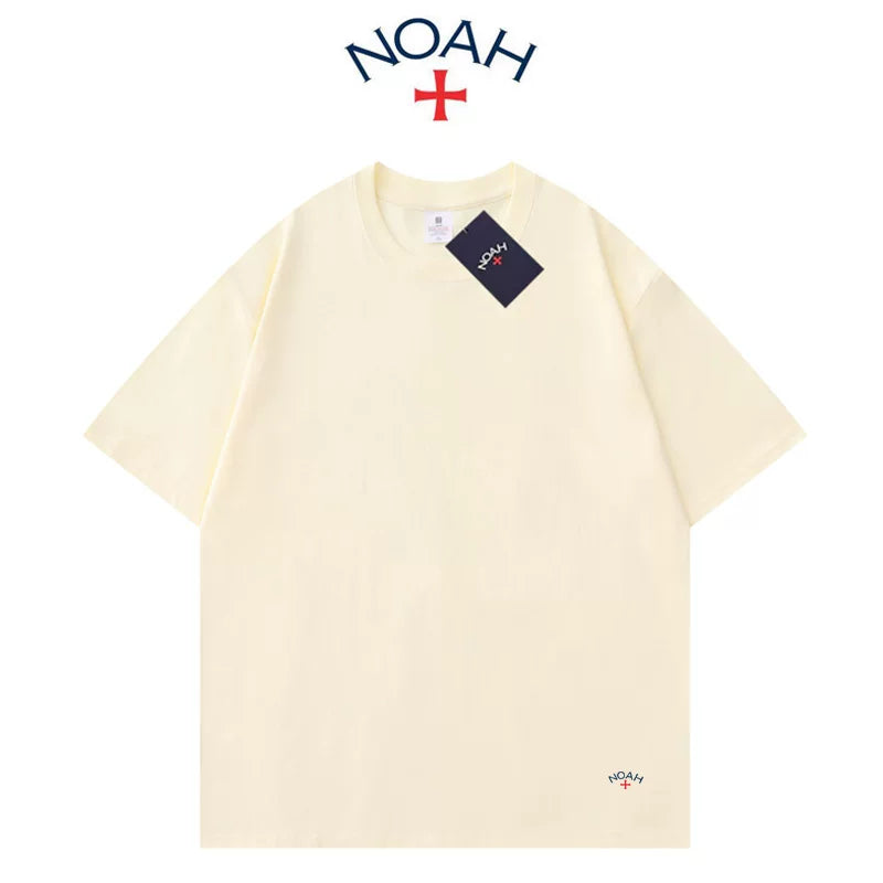 NOAH BWCJ Bottom Small Label Cross American Trendy Brand Casual Loose Cotton Short sleeved T-shirt for Men and Women Couple