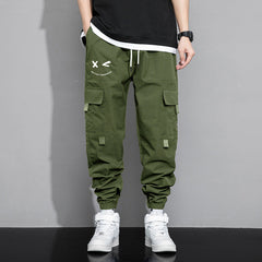 Casual Men Jogger Cargo Pants, Comfortable Drawstring Waist Multi-Pocket All Match Bottom Wear