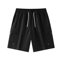 Men's Cargo Shorts Casual Drawstring Waist, Summer Loose Fit Multi-Pocket Work Shorts Big & Tall
