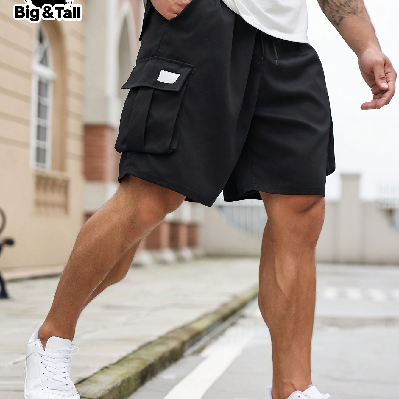 Men's Big & Tall Casual Cargo Shorts with Elastic Waist