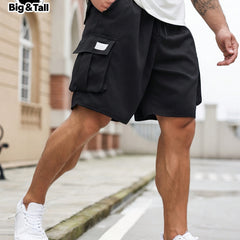 Men's Big & Tall Casual Cargo Shorts with Elastic Waist