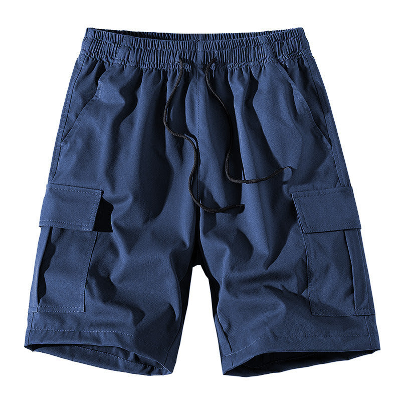 Men's Casual Cargo Shorts, Elastic Drawstring Waist Loose Fit Multi-Pocket Summer Shorts