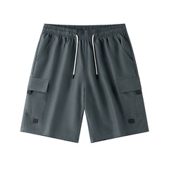 Men's Cargo Shorts Casual Drawstring Waist, Summer Loose Fit Multi-Pocket Work Shorts Big & Tall