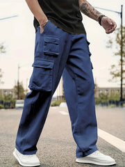 Men's Olive Green Cargo Pants, Multi Pocket Straight Leg Tactical Trousers for Outdoor Hiking