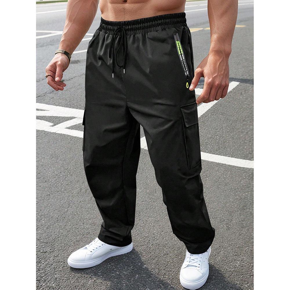 Men's Cargo Jogger Pants, Elastic Waist Drawstring Multi-Pocket Athletic Workout Trousers