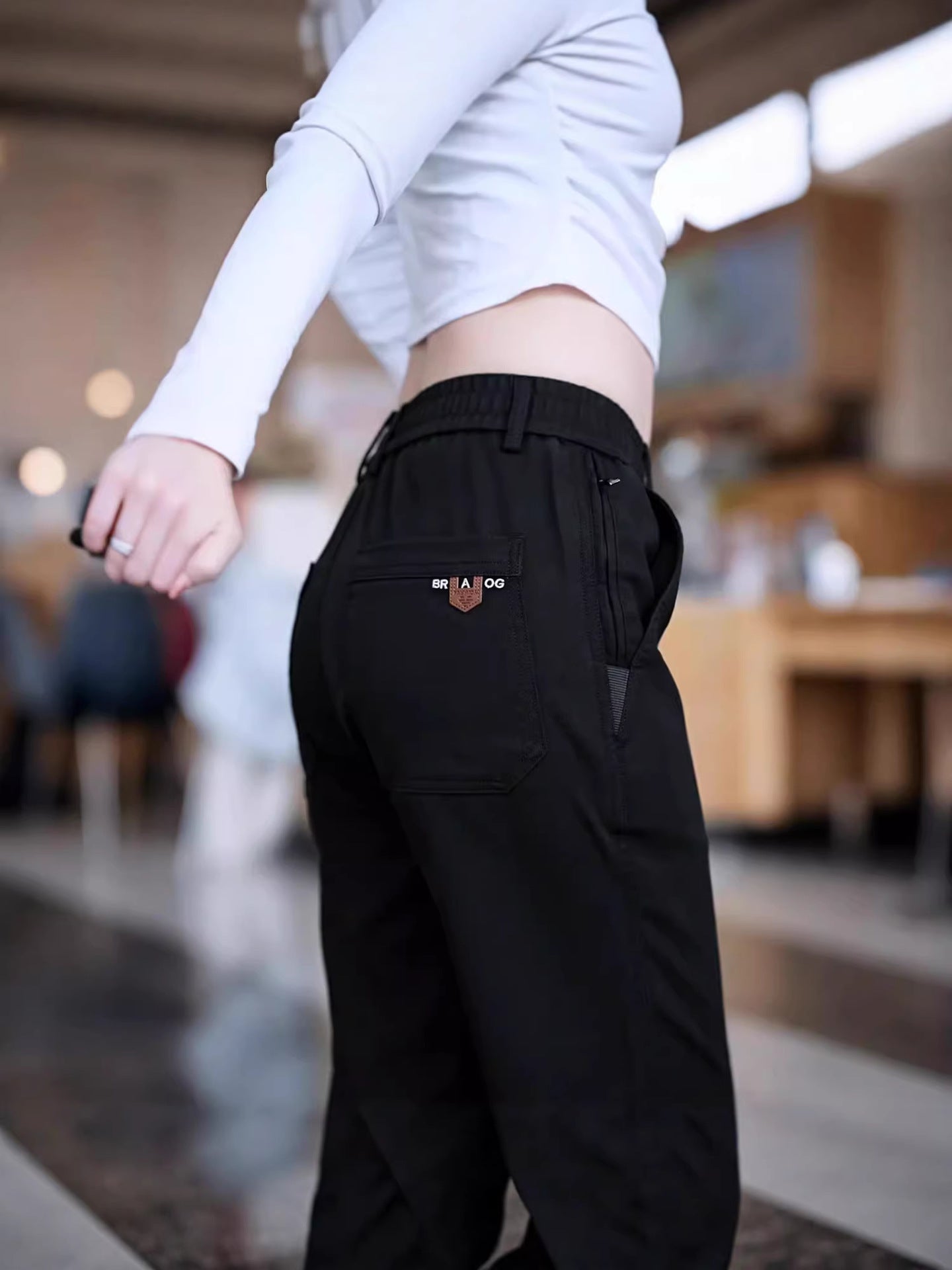 Men's High Waist Straight Leg Wide Leg Pants, Casual Elastic Waist Cotton Trousers for Daily Wear