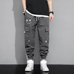 Casual Men Jogger Cargo Pants, Comfortable Drawstring Waist Multi-Pocket All Match Bottom Wear
