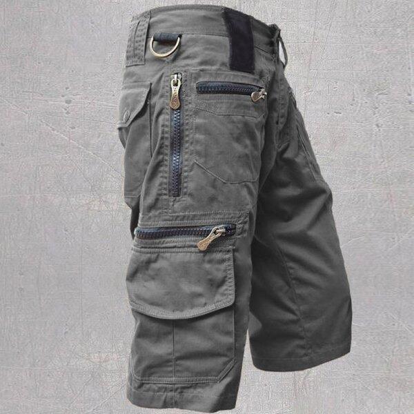 Men's Multi Pocket Cargo Shorts, Tactical Work Shorts with Zipper Pockets for Outdoor Hiking