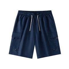 Men's Cargo Shorts Casual Drawstring Waist, Summer Loose Fit Multi-Pocket Work Shorts Big & Tall