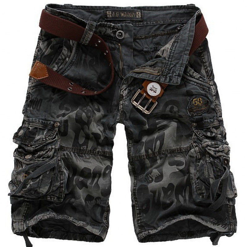 Belt not includedMen's Camo Multi Pocket Cargo 5 Inch Shorts, Tactical Work Shorts with Belt for Outdoor Hiking