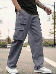 Men's Olive Green Cargo Pants, Multi Pocket Straight Leg Tactical Trousers for Outdoor Hiking