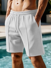 Men's Lightweight Waffle Shorts, Comfortable Elastic Waist Summer Shorts