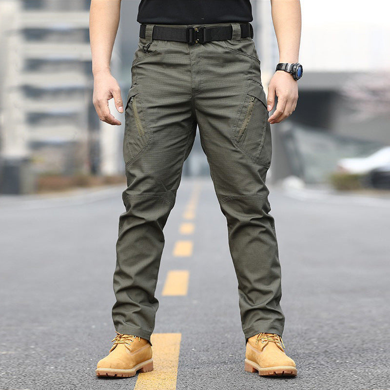 Men's Khaki Multi-Pocket Tactical Cargo Pants | Durable Workwear for Hiking, Camping & Daily Wear
