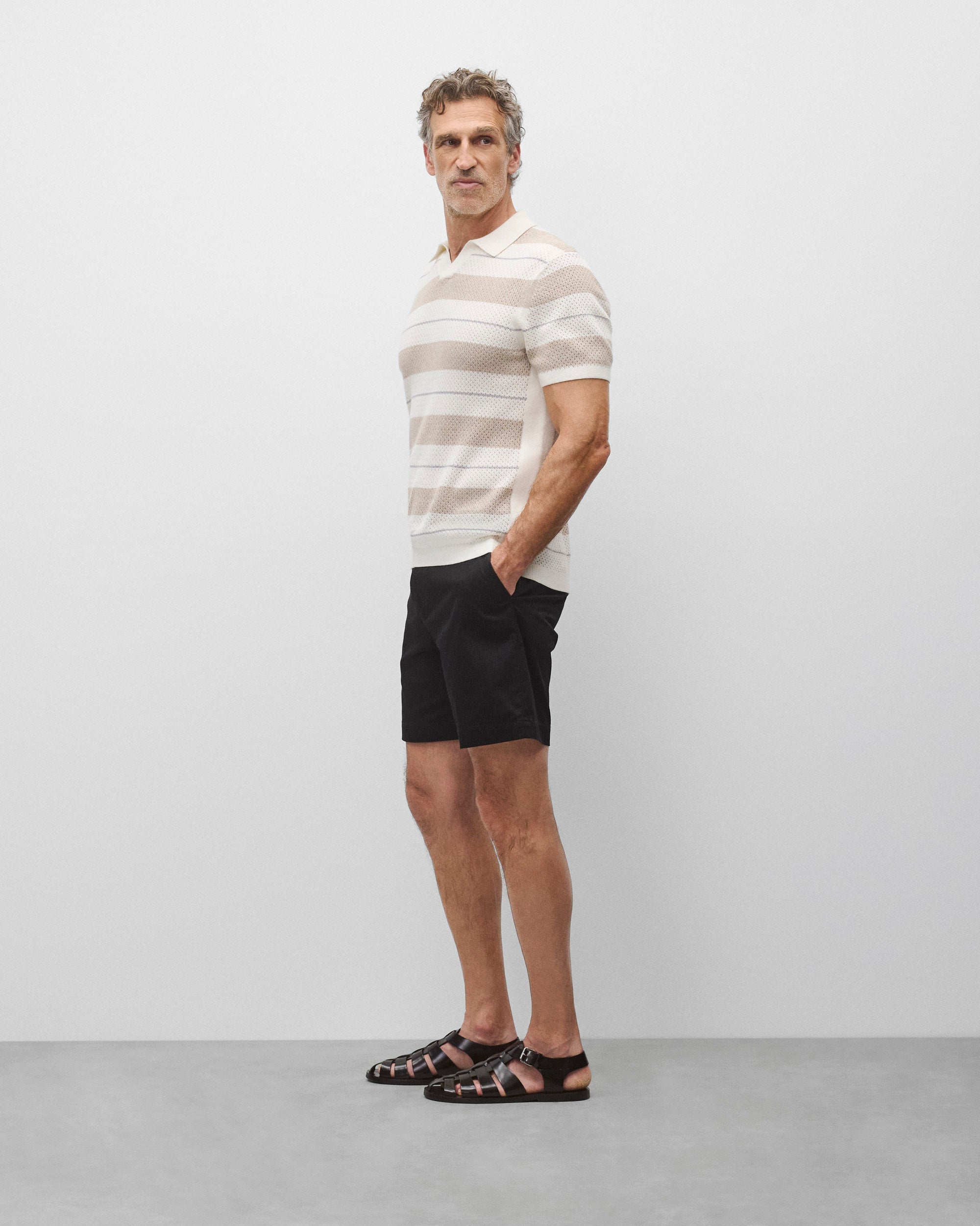 Cotton Linen Stripe Victor Polo