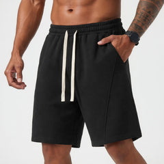 Men's Casual Fleece Lined Elastic Waist Drawstring Sweat Shorts