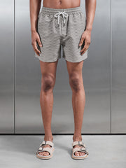 Wave Printed Drawstring Swim Short in Stone