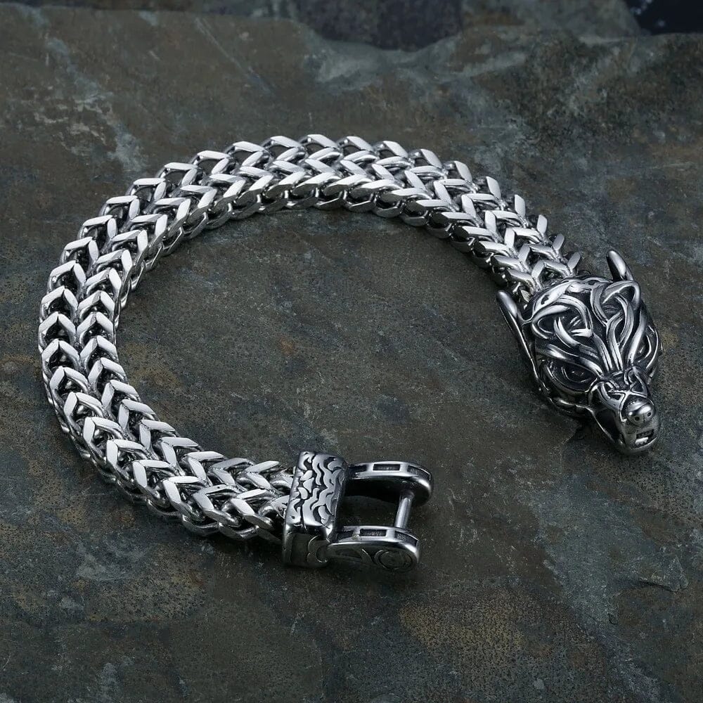 Ancestral Wolf Bracelet in Stainless Steel