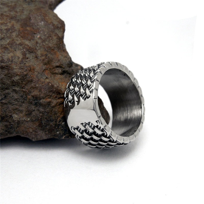 US SALE of Gothic Style Stainless Steel Interwoven Ring / Vintage Finger Jewelry