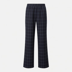 Men's Plaid Wide Leg Dress Pants, Elastic Waist Relaxed Fit Casual Straight Trousers